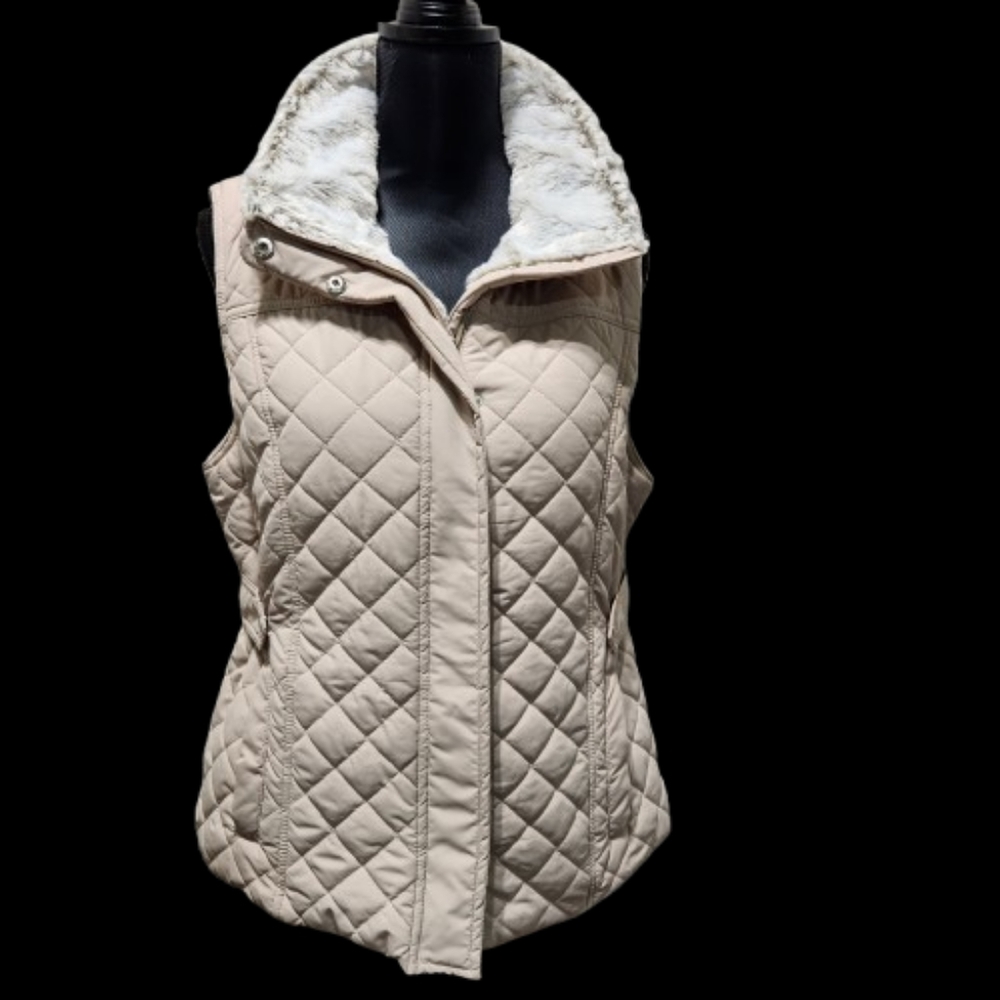 Weatherproof Quilted Bone-coloured  Beige Women's Faux Fur Lined Vest (L) - Picture 2 of 16